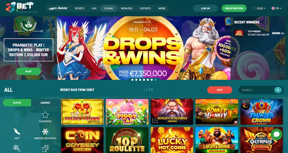 22Bet Casino and Slots Screenshot